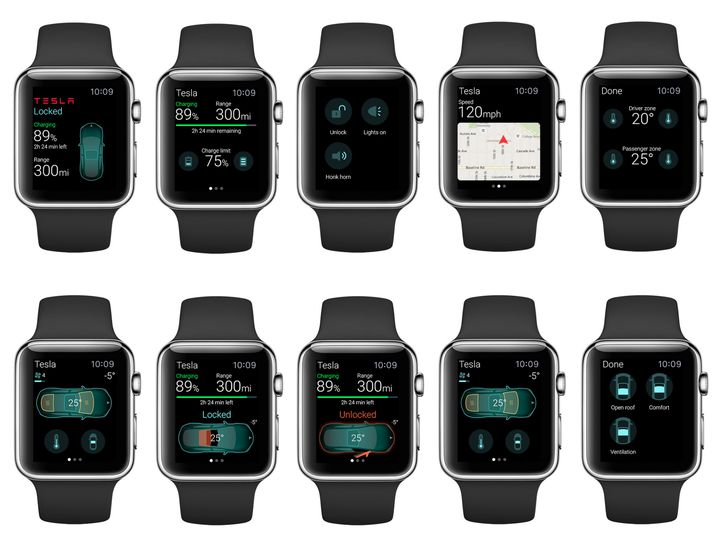 New Management application Tesla Model S with Apple Watch