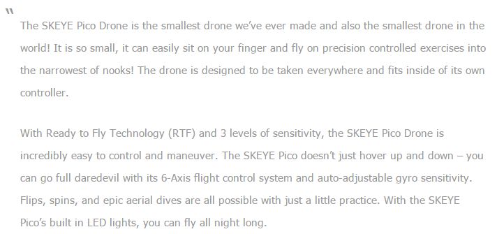 New SKEYE Pico Drone Is The World’s Smallest Drone
