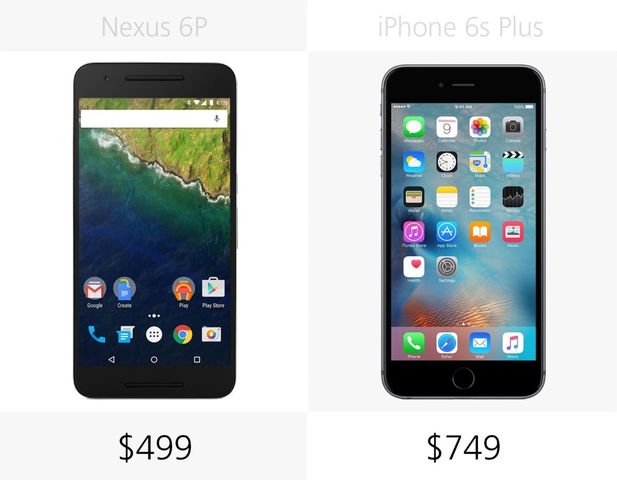 Compare smartphones: Nexus 6 P and iPhone 6s Plus