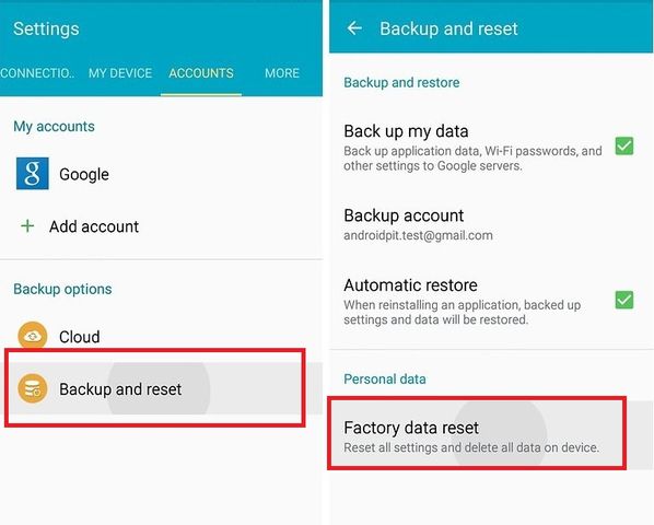 Hard reset Galaxy S4: settings menu and recovery mode