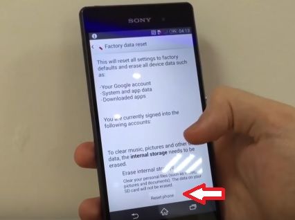 Sony Xperia Z3 Compact hard reset