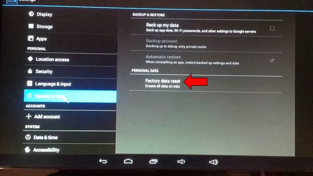 Android TV Box hard reset: restore factory settings
