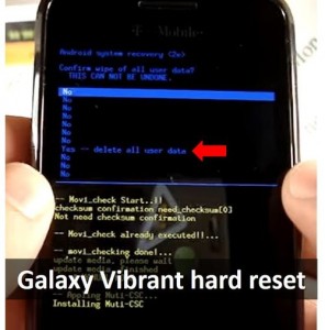 Galaxy Vibrant hard reset: restore your Samsung phone